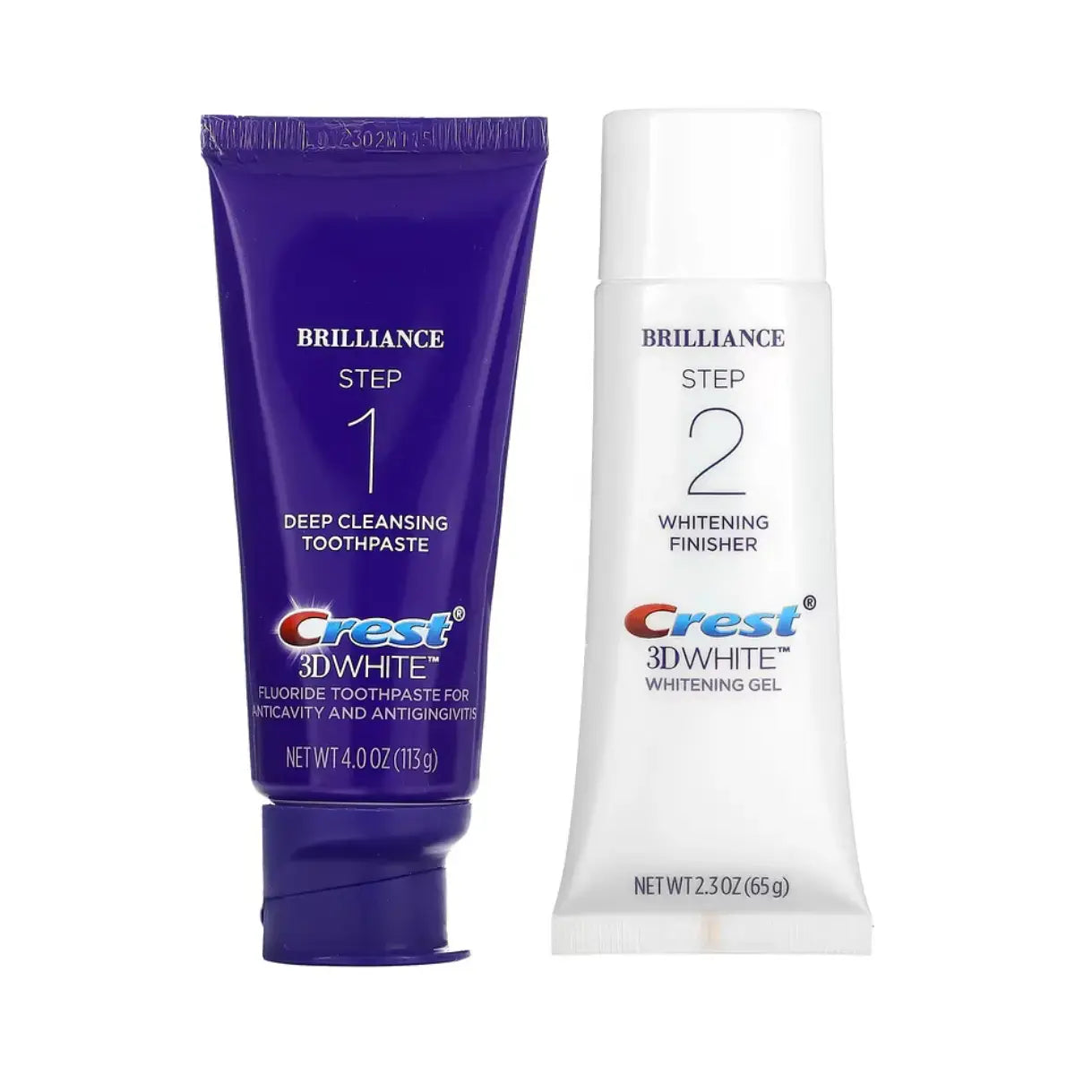 Zubné Pasty Crest 3D White Brilliance Whitening 2-Step (113g) & (65g)
