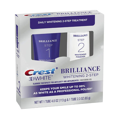Zubné Pasty Crest 3D White Brilliance Whitening 2-Step (113g) & (65g)